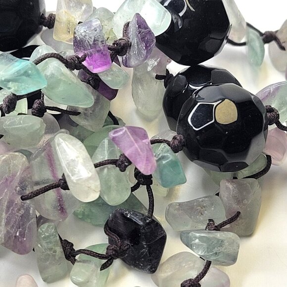 Green and Purple Necklace Fashion Chips and Nuggets Fashion Flourite Stone- NEW! - Picture 3 of 7